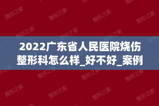 2024广东省人民医院烧伤整形科怎么样_好不好_案例_价格_地址