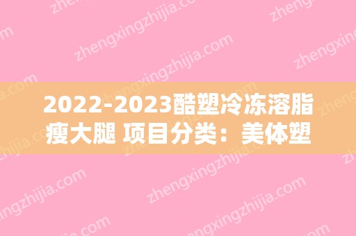 2024酷塑冷冻溶脂瘦大腿 项目分类：美体塑形 冷冻溶脂