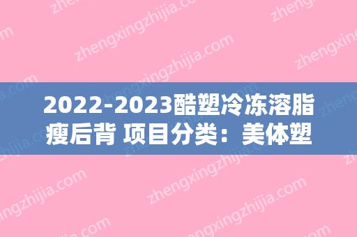 2024酷塑冷冻溶脂瘦后背 项目分类：美体塑形 冷冻溶脂